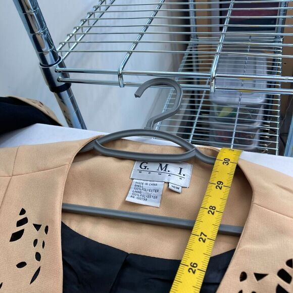 G.M.I Woman‎ Full Zip Brown Black Eyelet Long Sleeve Maximalist Flowy Size 16W - Picture 3 of 11